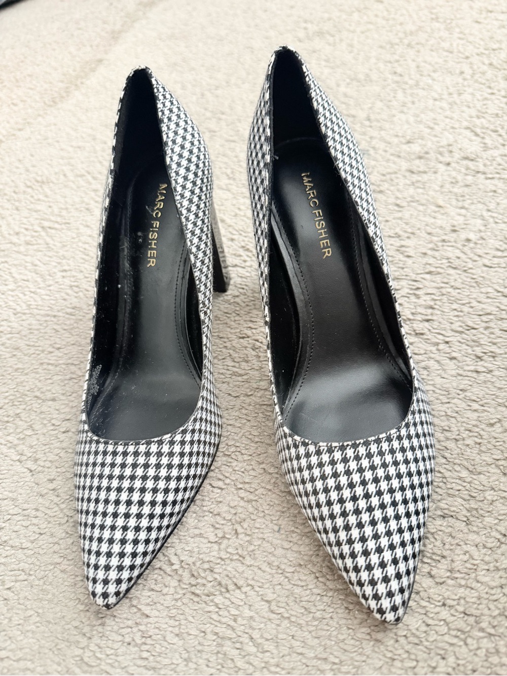 Marc Fisher Houndstooth Pointed Toe Stiletto Pumps - Black & White